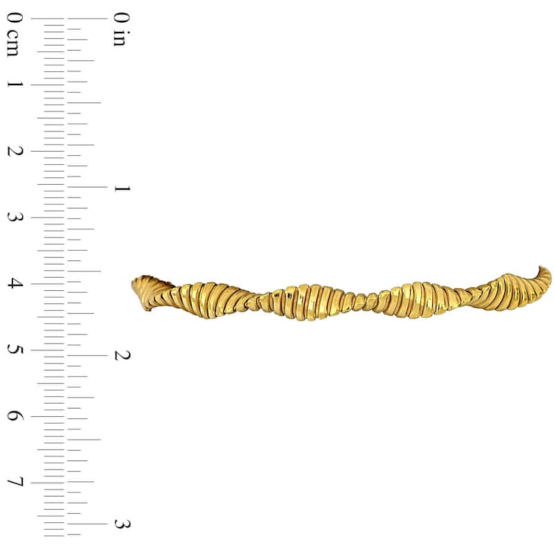 Miadora Open Twisted Bangle in Yellow Plated Sterling Silver-7.5 in