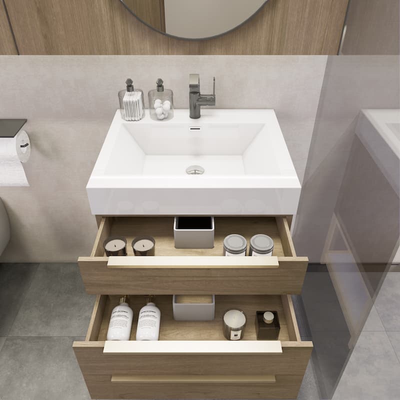 Noble 24" Free Standing Vanity with Reinforced Acrylic Sink - 24" Width