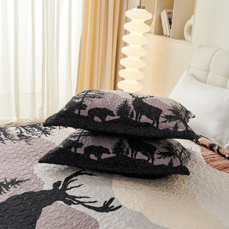 MarCielo 3 Pcs Cabin Lodge Rustic Country Quilt Bedspread Set
