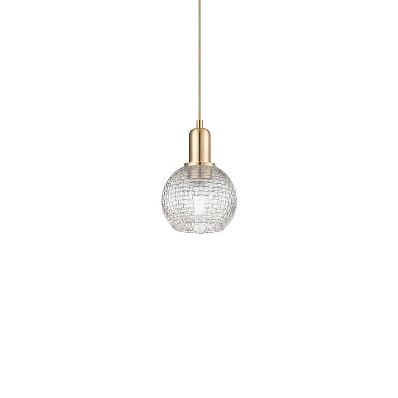 Innovations Lighting 716-1P-9-6 Athens Pendant Athens 6" Wide Mini - Champagne Bronze / Clear Basketweave