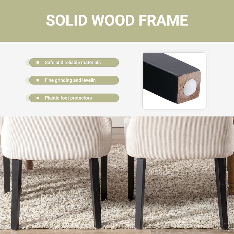 RENEWLINE Mid-Century Modern Corduroy Upholstered Dining Chairs with Solid Wood Legs,Set of 2/4/6