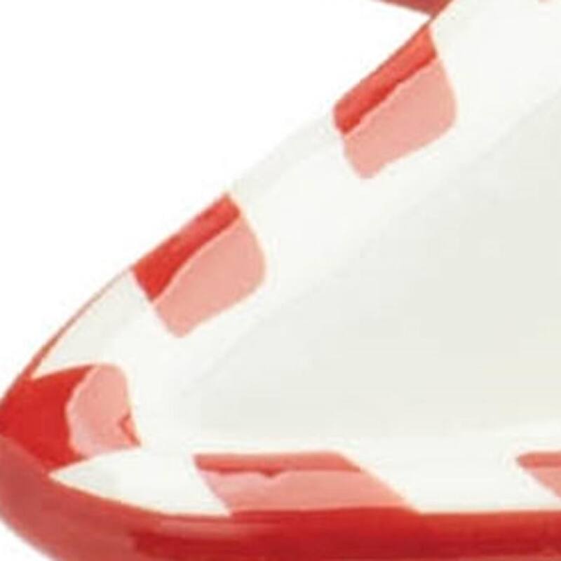 HomeRoots Set of Two Red And White Ceramic Tree Shaped Christmas Serving Trays - 10.75 in. x 1.25 in. x 11.75 in.