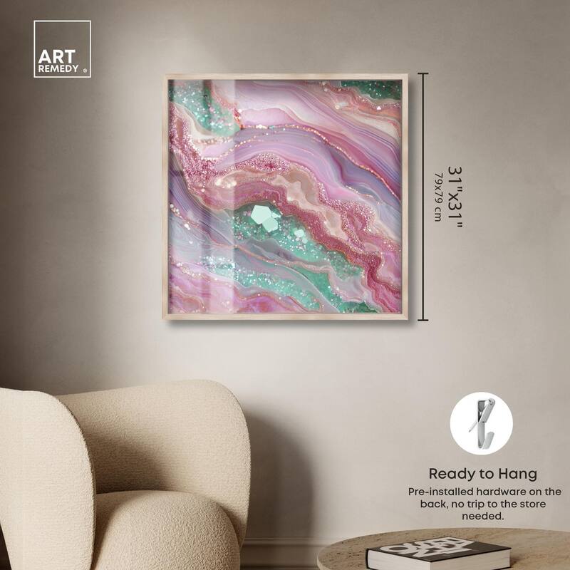 Pink and Mint Crystal II Shadowbox by Art Remedy