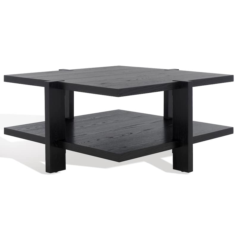 SAFAVIEH Couture Quigley 2-Tier Square Coffee Table - 40 in. W x 40 in. D x 18.3 in. H - Black