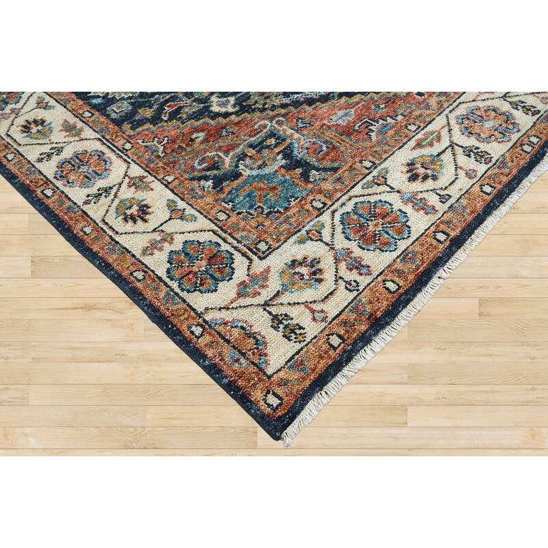 Traditional Oushak Wool Oriental Area Rug Multi Size Navy Hand Knotted
