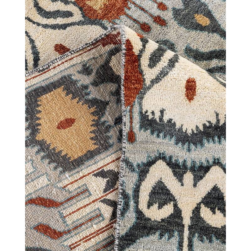 Ikat One-of-a-Kind Hand-Knotted Area Rug, Gray - 9' 1" x 12' 3"