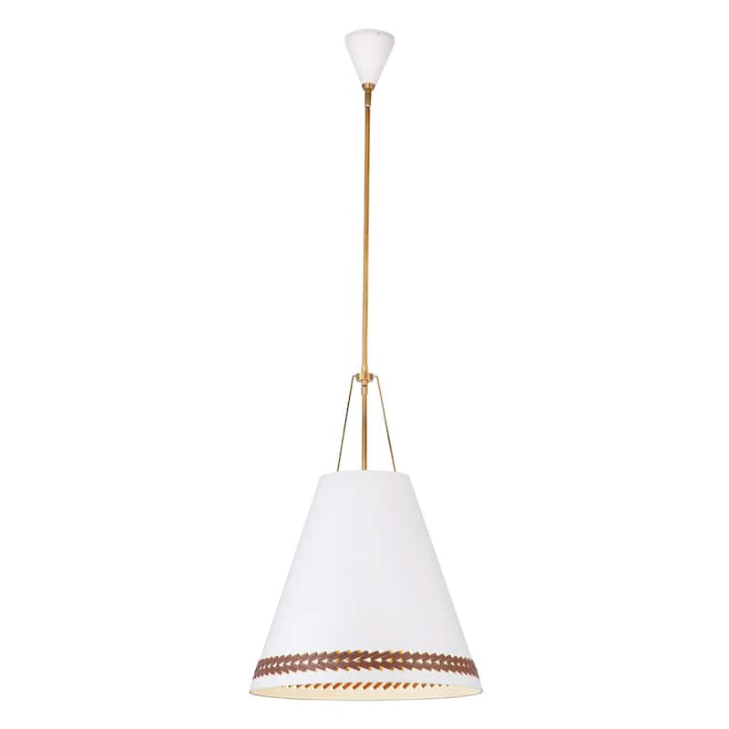 Alora Lighting PD342020 Brickell 3 Light 20" Wide Pendant - Matte White / Hazelnut Leather
