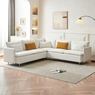 Teddy Fabric Upholstered L Shaped Sectional Sofas Couches Comfort
