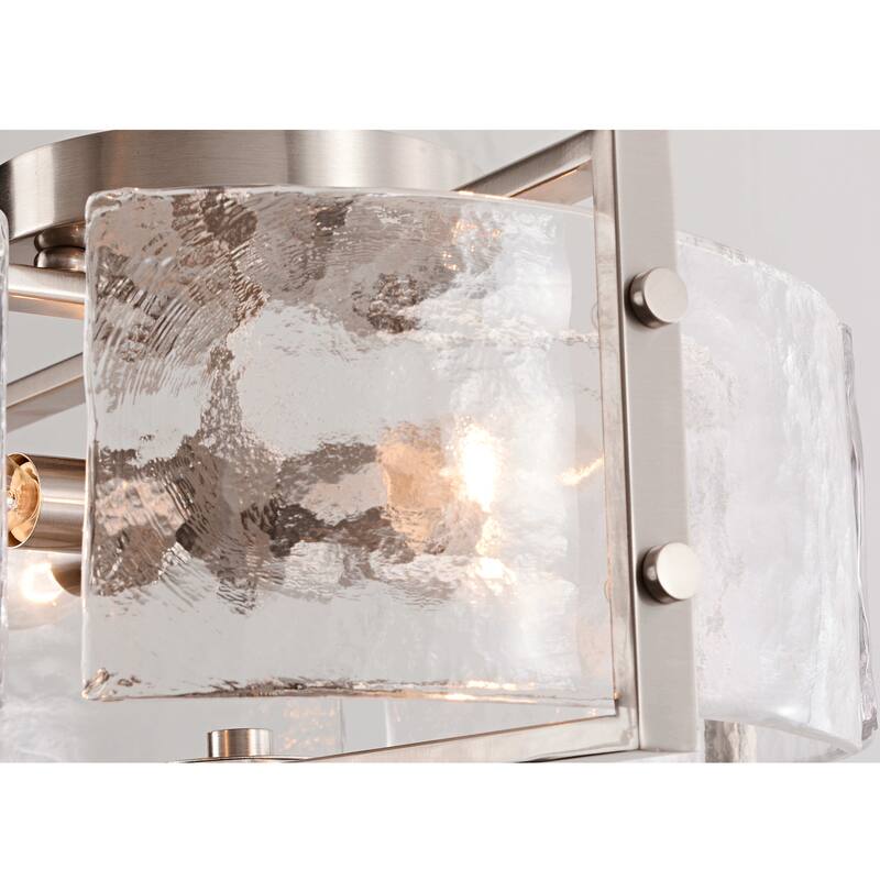 Laia 4-Light Metal Frame Textured Glass Panels Flush Mount