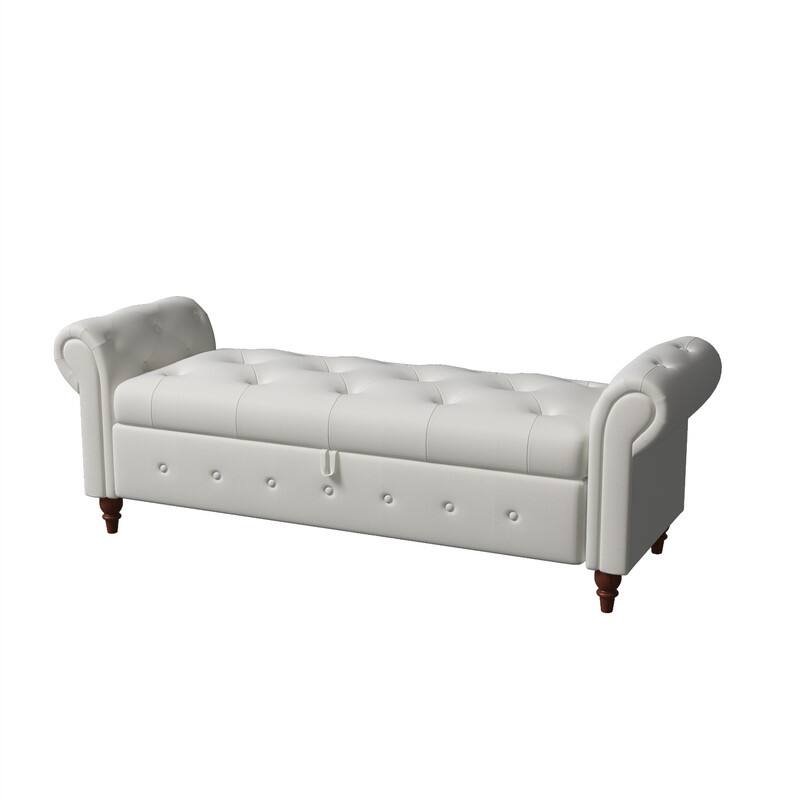 63" Bed Bench Entryway Storage Bench for Living Room Bedroom