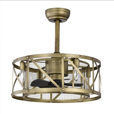 20-inch Modern 4-Light Metal Caged Ceiling Fan with Remote