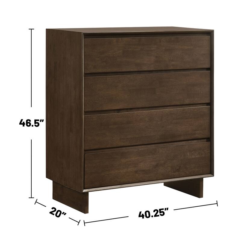 4 Drawers Wooden Chest with Wide Legs in Warm Brown