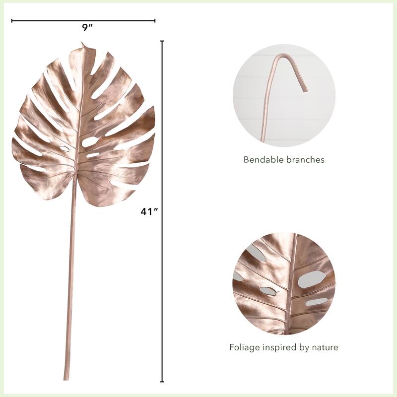 Monstera Leaf Artificial Stem Sprays - 41" - Rose Gold - Set of 3
