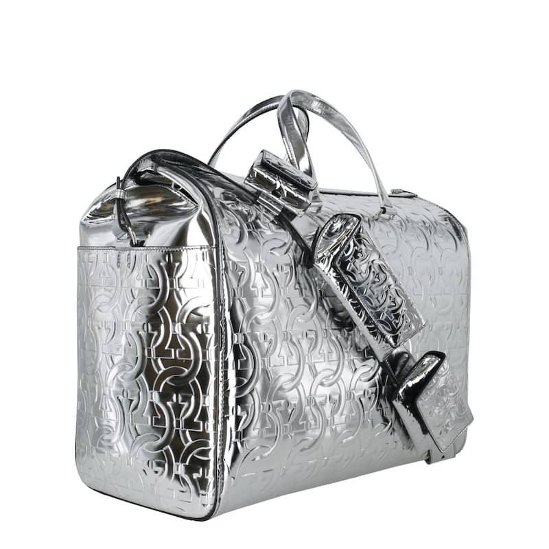 Ferragamo Brooklyn Monogram Metallic Leather Tote