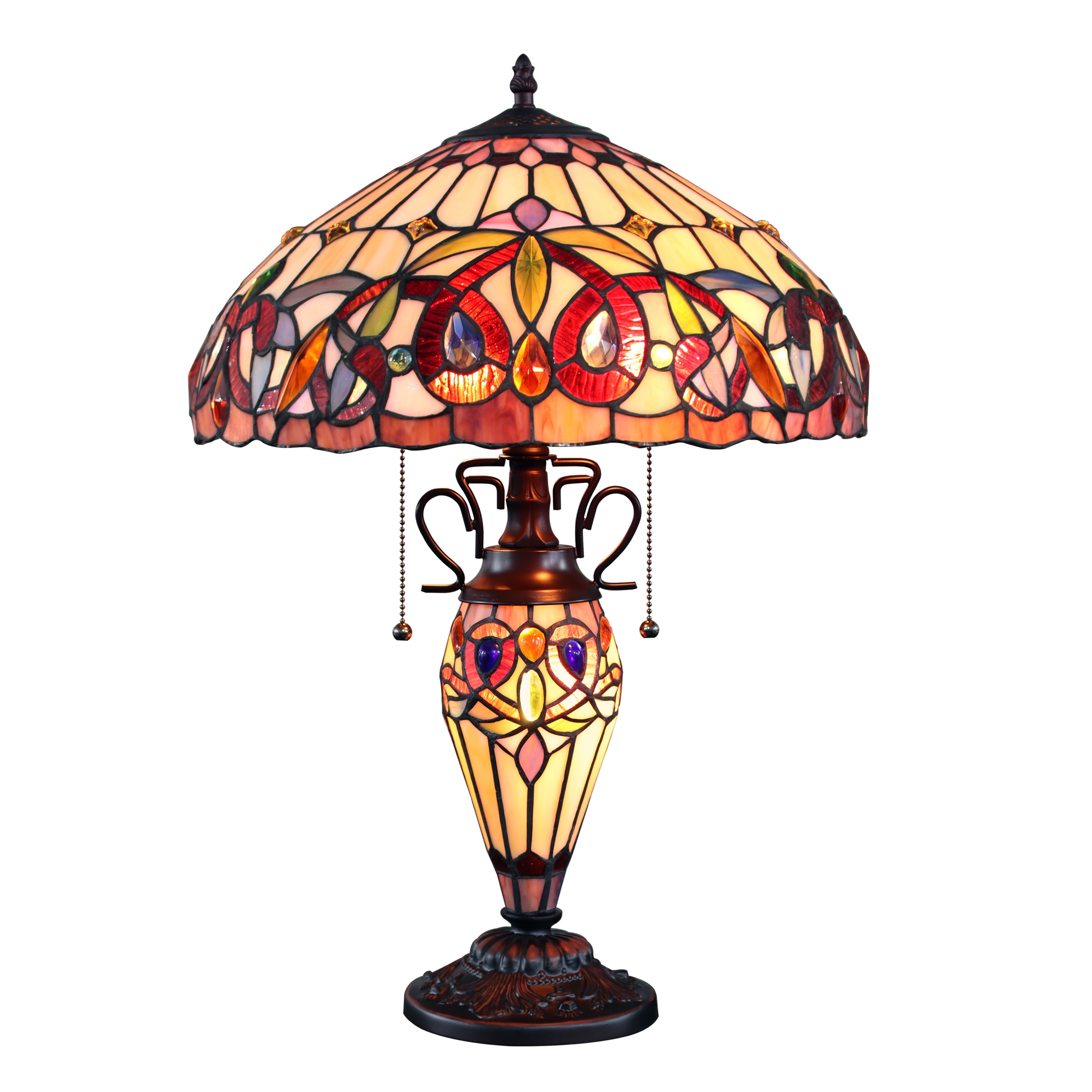 Tiffany-Style Victorian Design 3-light Dark Bronze Table Lamp
