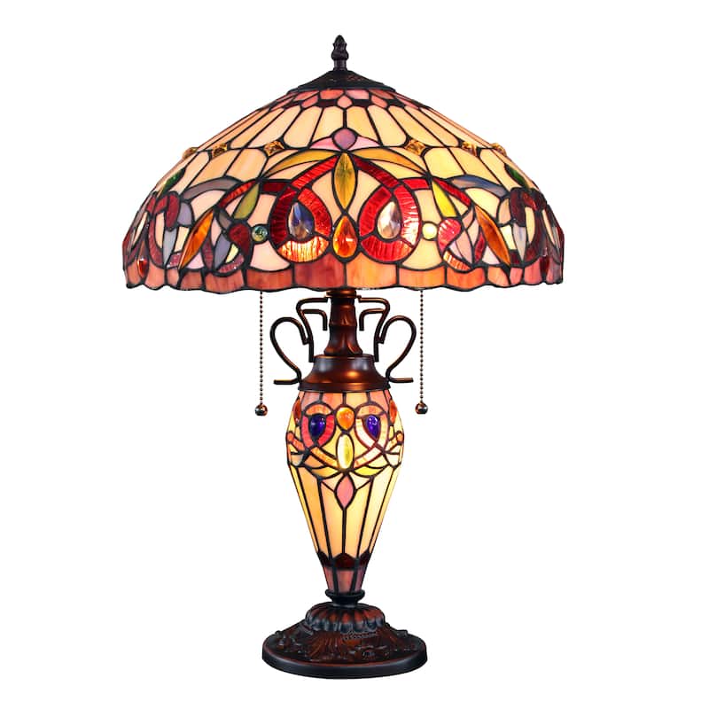 Tiffany-Style Victorian Design 3-light Dark Bronze Table Lamp