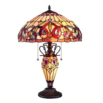 Tiffany-Style Victorian Design 3-light Dark Bronze Table Lamp