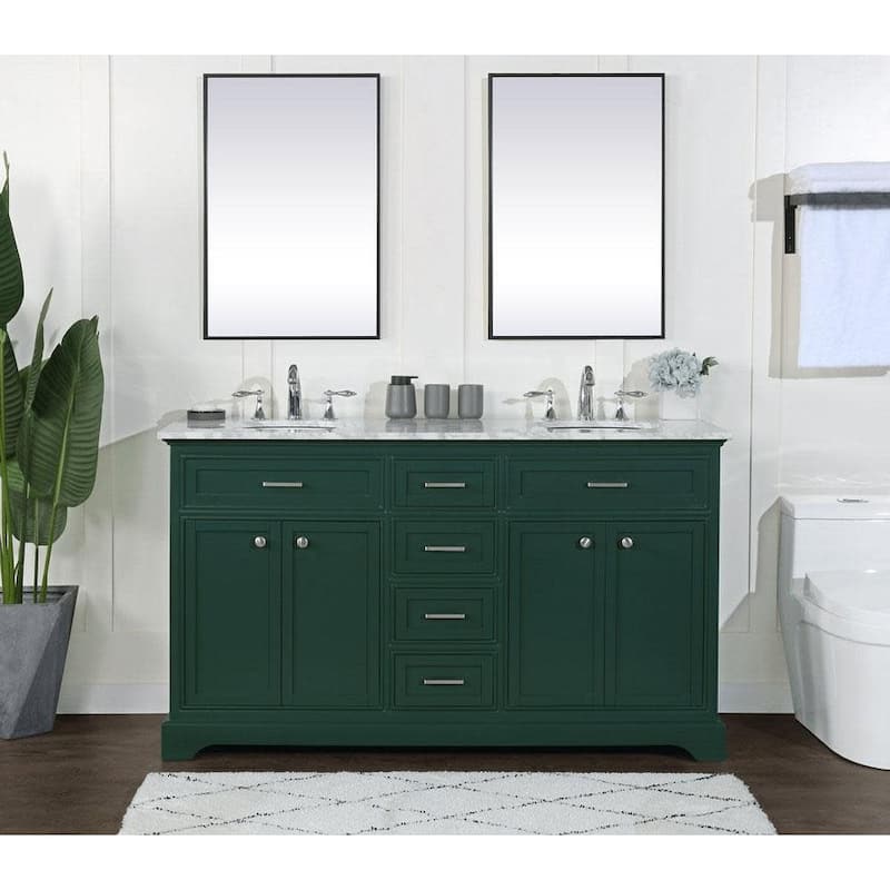 Elegant Lighting VF15060DWH Americana 60" Free Standing Double Basin