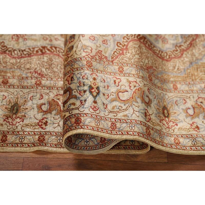 Hereke Vegetable Dye Turkey Foyer Rug Handmade Silk Carpet - 2'8" x 3'11"