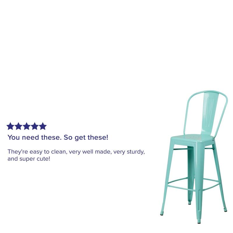 4 Pack 30" High Metal Indoor-Outdoor Barstool with Back - Kitchen Furniture