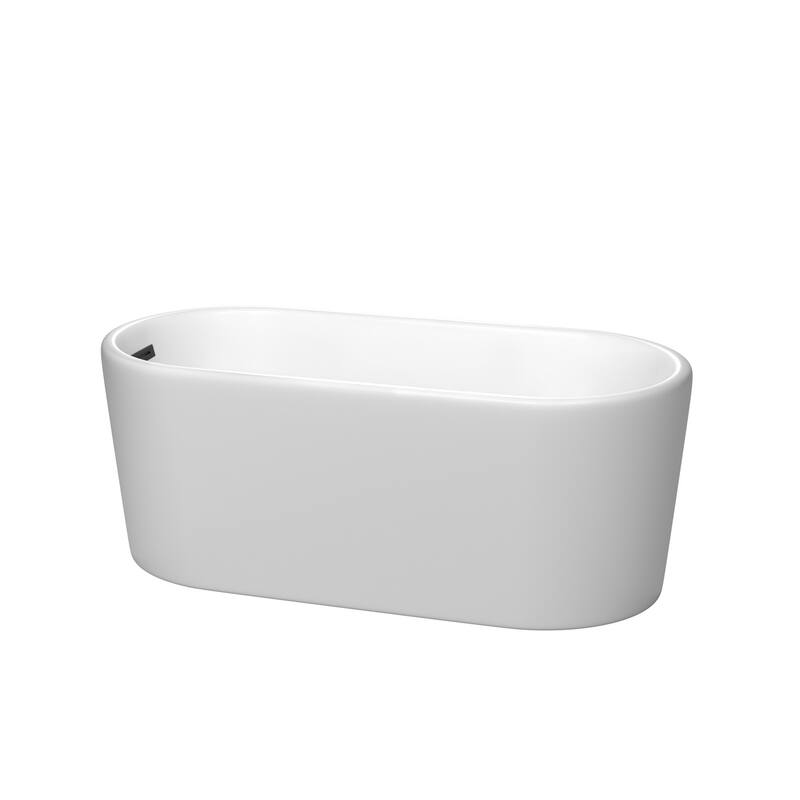 Wyndham Collection Ursula 59" Free Standing Acrylic Soaking Tub with - Matte White / Matte Black Trim