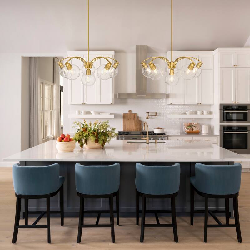 LamQee Sputnik Metal Chandelier with Clear Glass Globe Shades