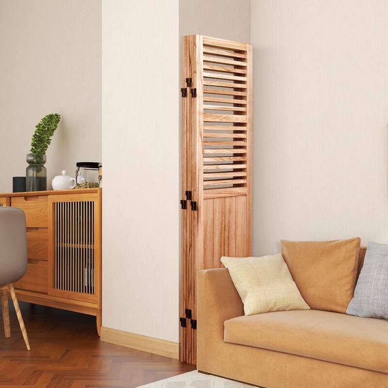 4/6 - Panel Solid Wood Folding Room Divider, Natural