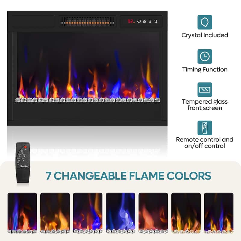 23 inch Electric Fireplace Heater Insert with Remote Control (1000-1500W) - 23 inch