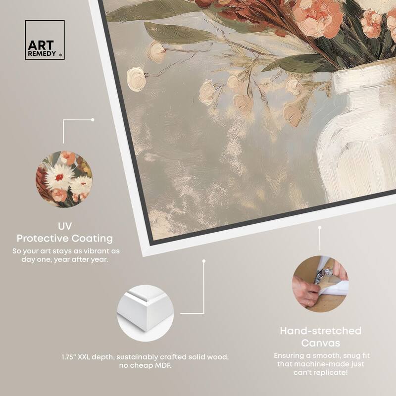 White Vase Bouquet Canvas by Art Remedy