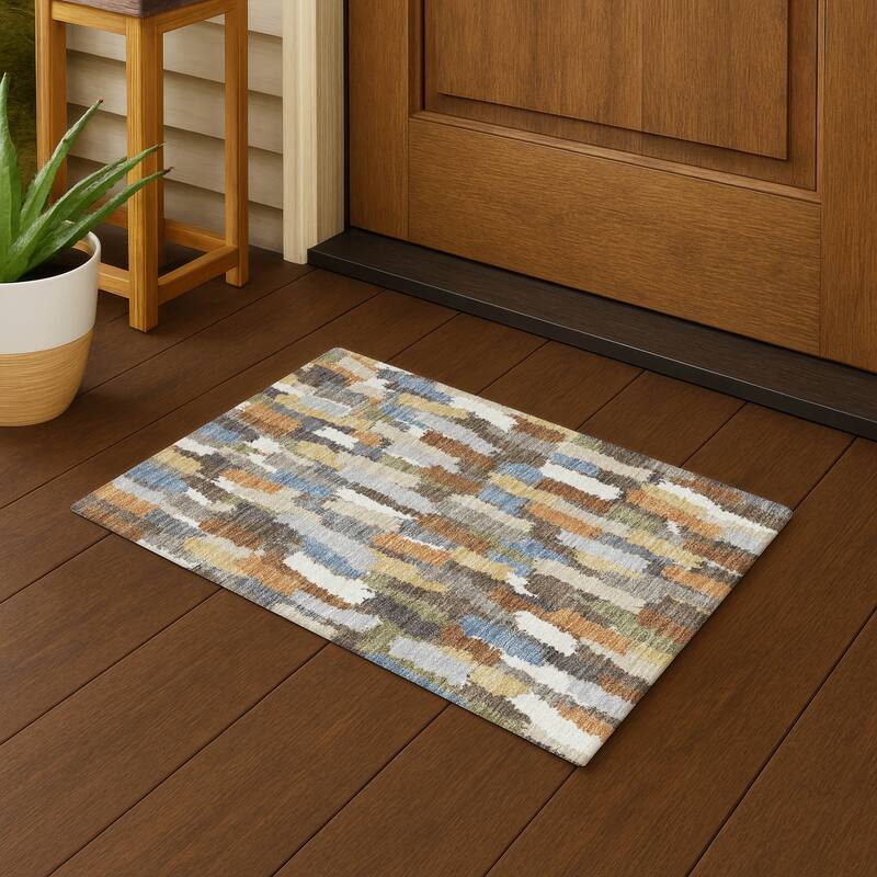 Machine Washable Indoor/ Outdoor Contemporary Stacks Chantille Rug - Chocolate - 1'8" x 2'6"