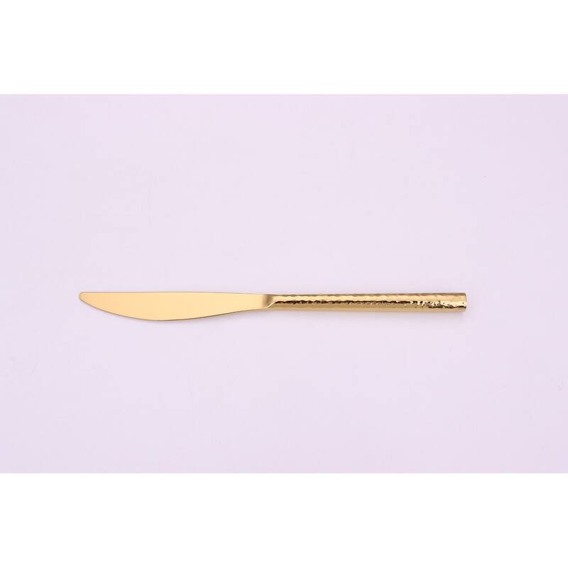 20 Pc Flatware Set Pebbled Gold - Service For 4