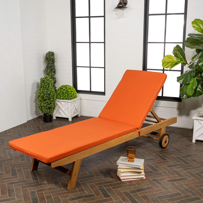 Adjustable Outdoor Chaise Lounge w/ Cushion & Wheels - JONATHAN Y