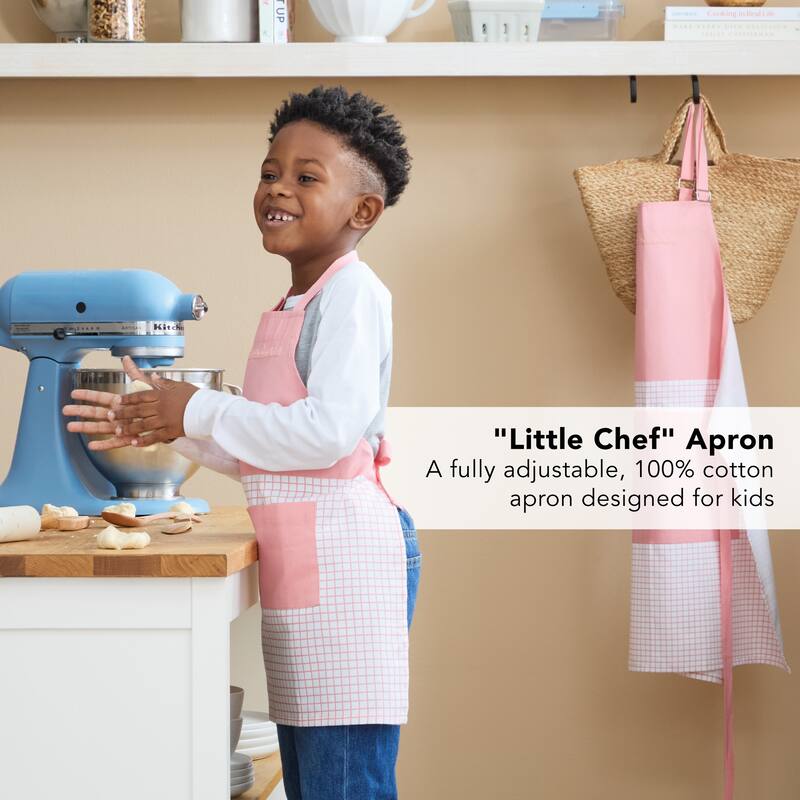 KITCHENAID Gourmet Series Gridlines Little Chef Apron, Water & Stain Resistant