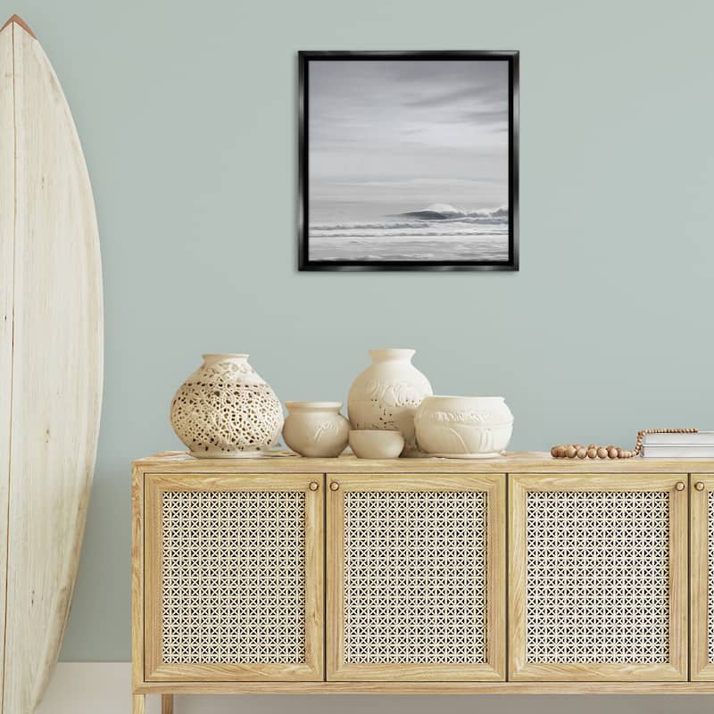 Stupell Misty Grey Beach Ripples Framed Floater Canvas Wall Art Design By Maggie Olsen