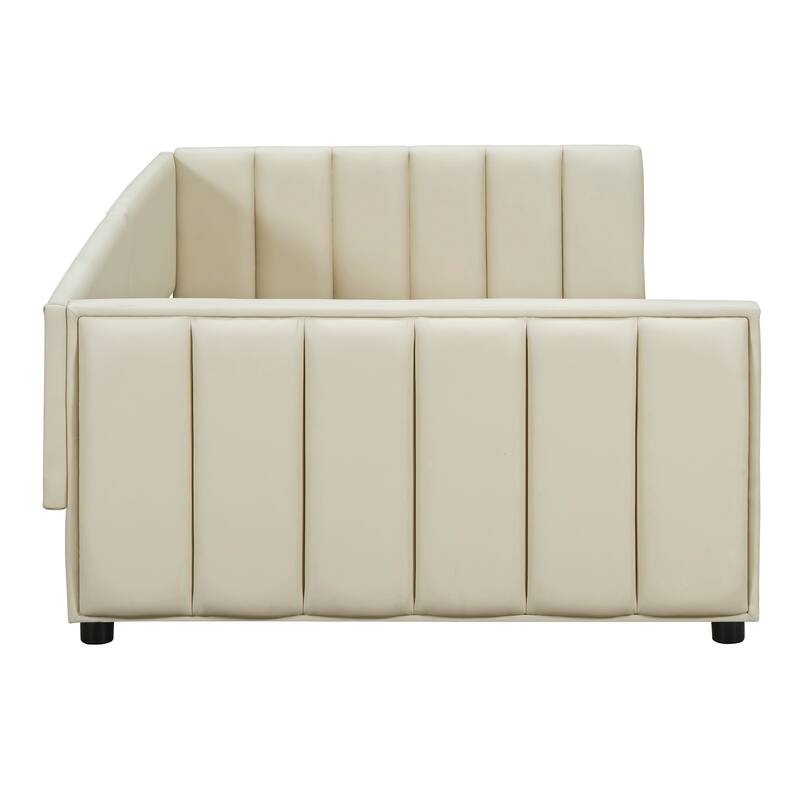 Queen Size & Twin XL Size Upholstered Platform Bed, Mother & Child Bed, PU Leather