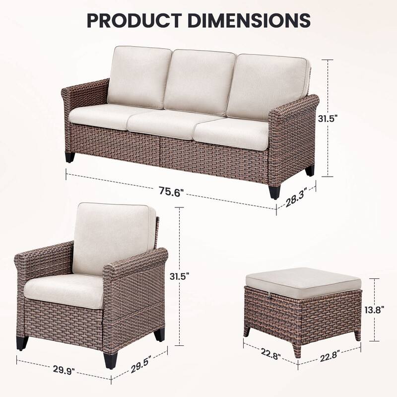 Pocassy Outdoor Sofa Swivel Chairs Patio Chair Funiture Set
