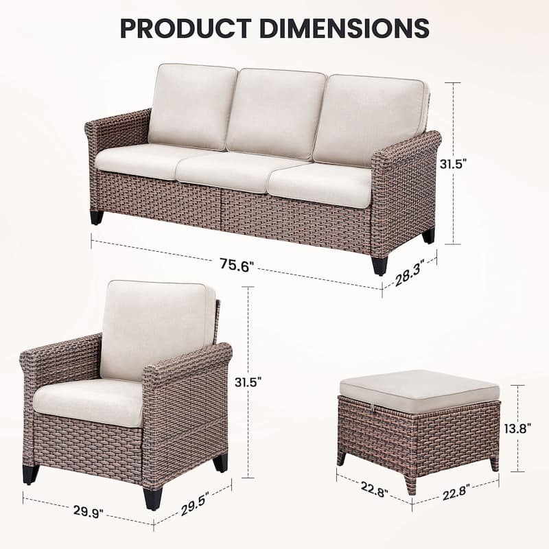 Pocassy Outdoor Sofa with Patio Chairs Funiture Set