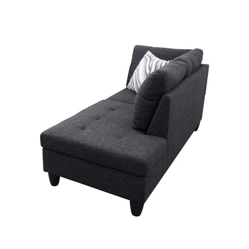 Black Grey Linen Living Room Sofa Set