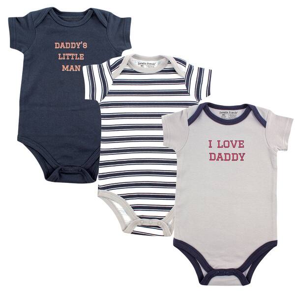 slide 1 of 1, Luvable Friends Baby Boy Cotton Bodysuits 3pk, Boy Daddy 0-3 Months - Boy Daddy