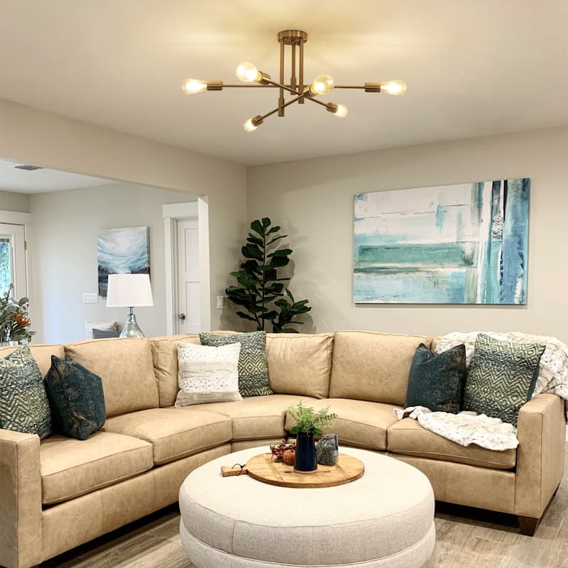 6-Light Modern Semi Flush Ceiling Lights for Bedroom Study Living Room
