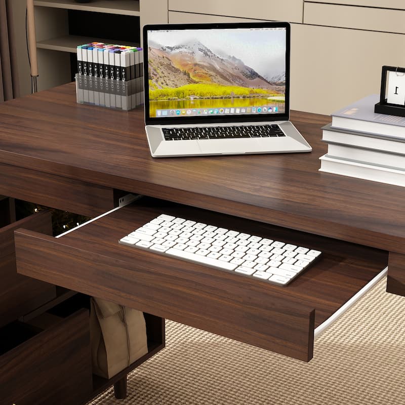 L-Shaped Computer Desk Storage Cabinet Large Executive Office Desk