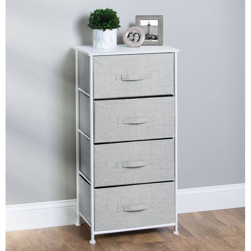 mDesign Vertical Dresser Storage Tower with 4 Drawers