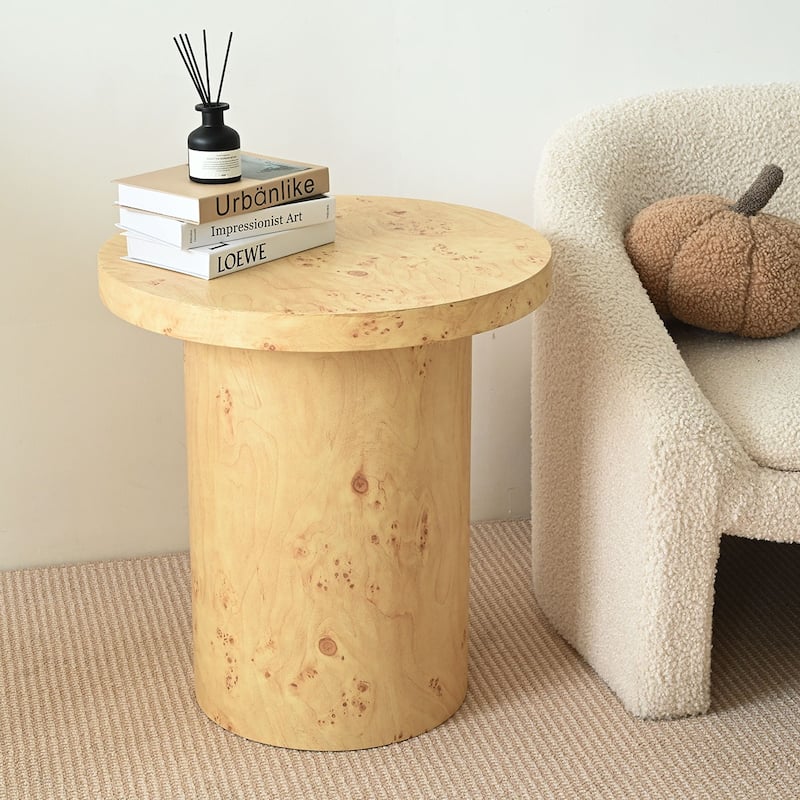 25"Height Burl Wood Side Table - Oak