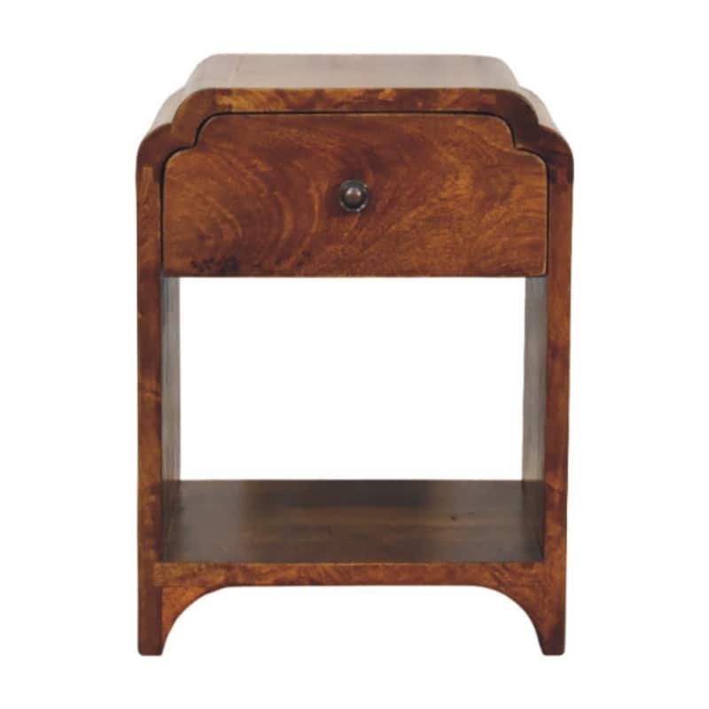 HomeRoots 16" Chestnut Solid Wood One Drawer Scallop Edge Nightstand