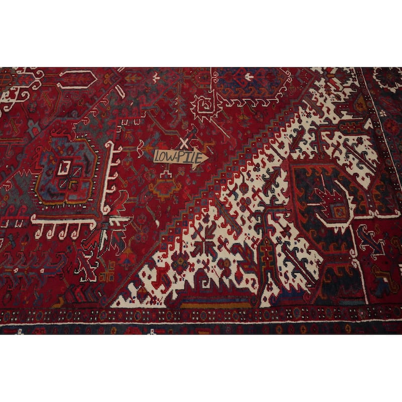 Hand Knotted Oriental 100% Wool Carpet Traditional Medallion Red Heriz Area Rug - 12' 10'' X 9' 10''