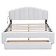 preview thumbnail 4 of 9, Queen Size Upholstered Platform Bed with Storage Drawer and LED Lights