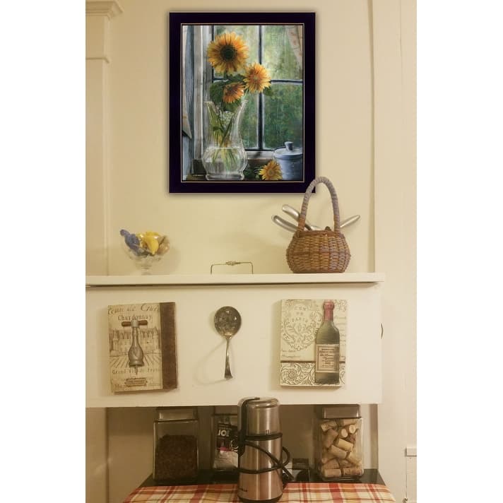TrendyDecor4U Traditional "Morning Flower" Framed Print Wall Art by Ed Wargo - Earthtone