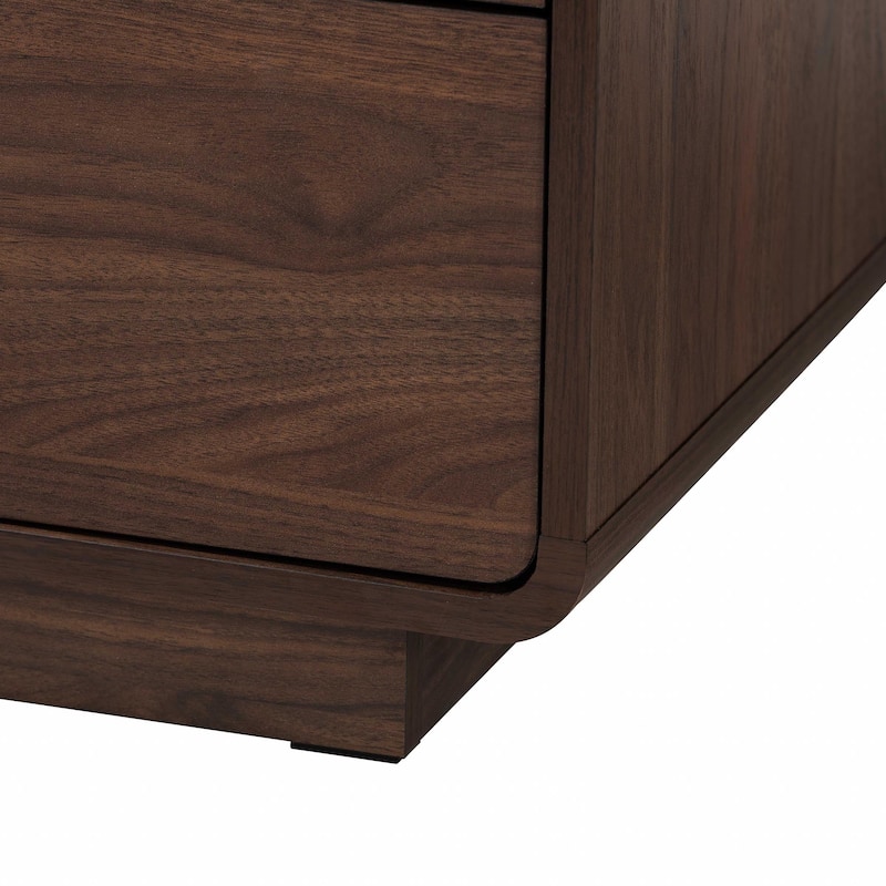 Jenibelle Classic Walnut Brown Wood 5-Drawer Chest with Rattan Drawer