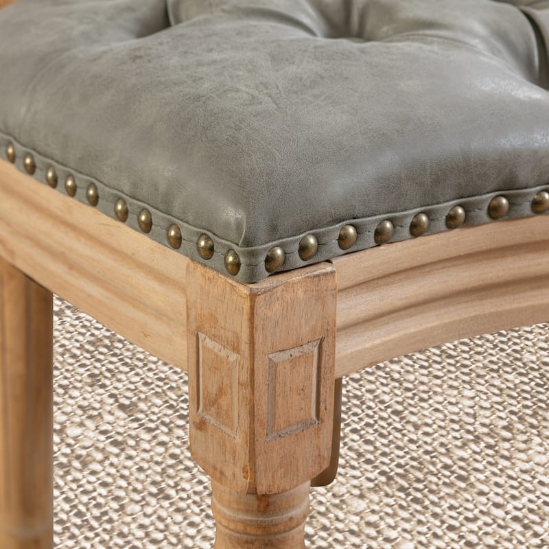 French Country Solid Wood Fabric Dining Chair Set of 2