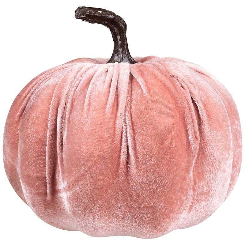 Velour Pumpkin Glittered Fall Harvest Decor 6.25" Light Plum Purple